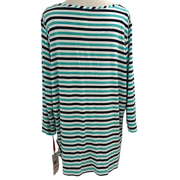Ruby Rd. Women's Size 2x Striped Floral Pullover Top 3/4 Sleeves Tie Side NWT - Picture 3 of 7